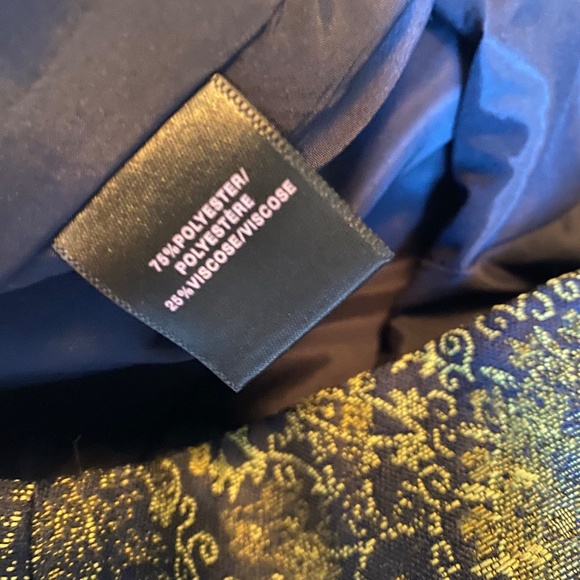 Lafayette 148 New York blue & gold metallic brocade cropped pants, 10 - Picture 8 of 9